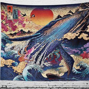 Japanese Sea Ocean Wave Hanging Decor Tapestry 3D